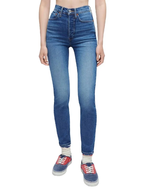 90S High Rise Ankle Crop Jeans In Cadet Indigo