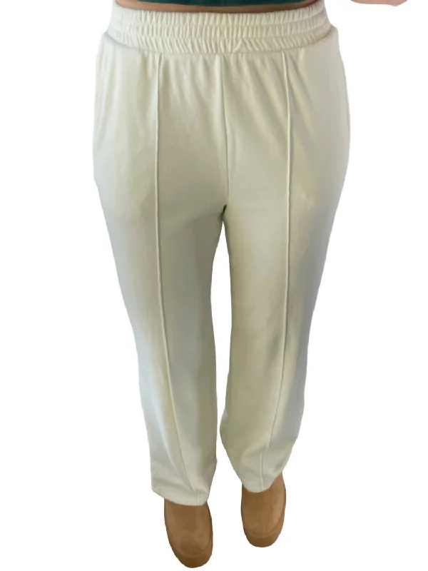 Front Seam Lounge Pants In Cream