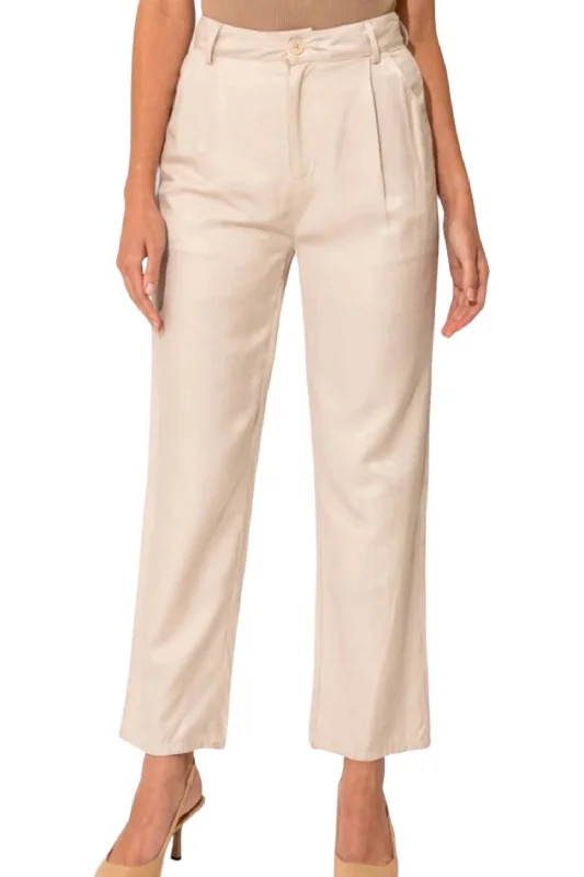 Pleated Crop Pants In Stone