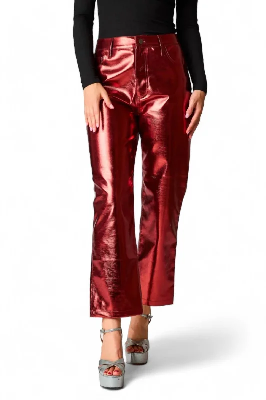 Travolta High-Rise Metallic Pants In Bronze