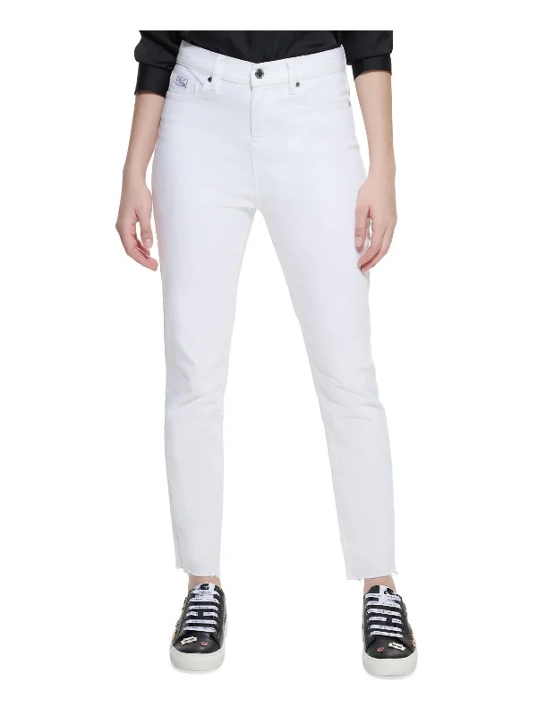 Womens Raw Hem Denim Skinny Jeans