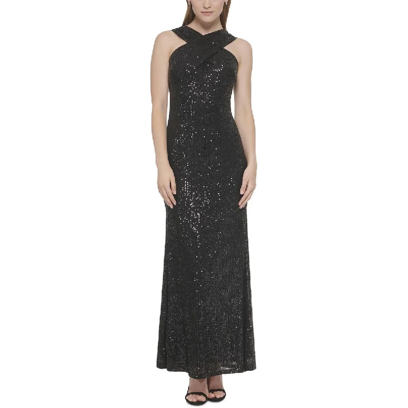 Eliza J Womens Sequined Long Evening Dress