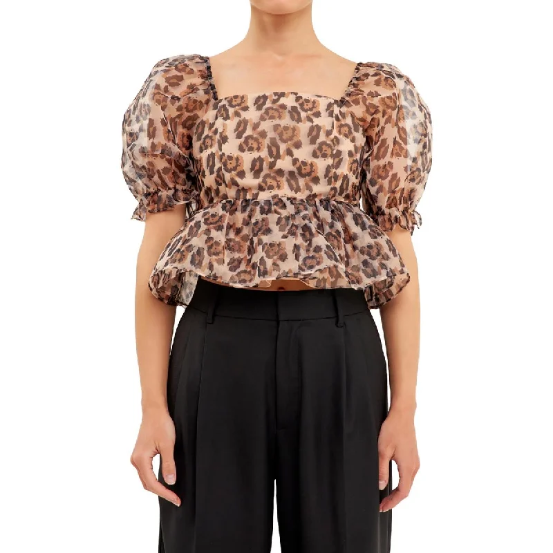 Endless Rose Womens    Animal Print Shell