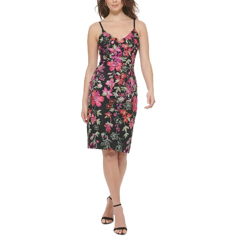 Guess Womens Embroidered Midi Sheath Dress