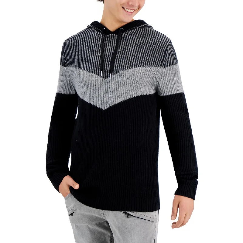 INC Mens Hooded Stripes Hooded Sweater