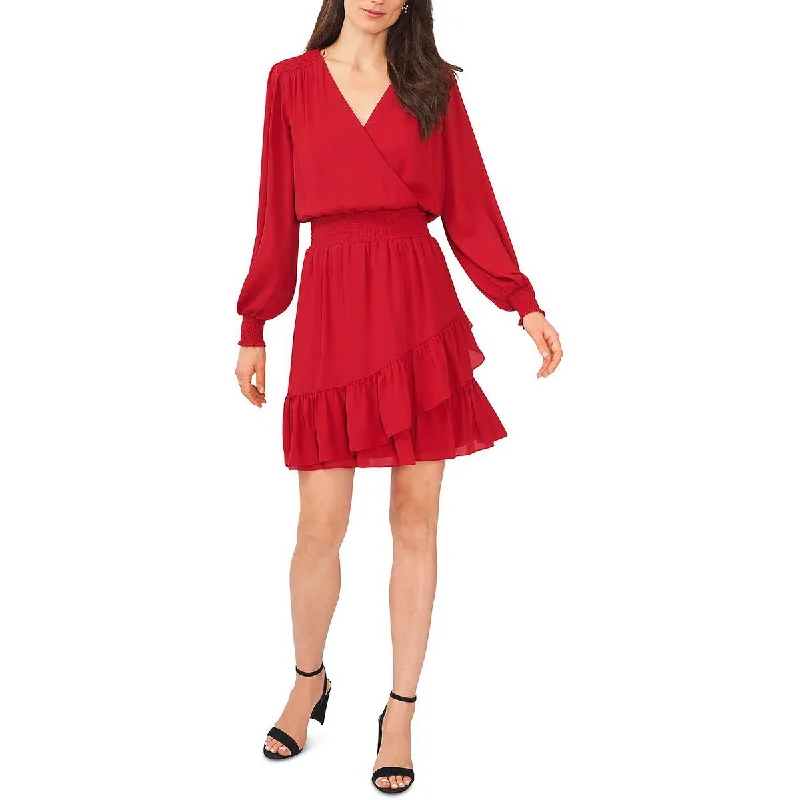 MSK Womens Surplice Fit & Flare Dress