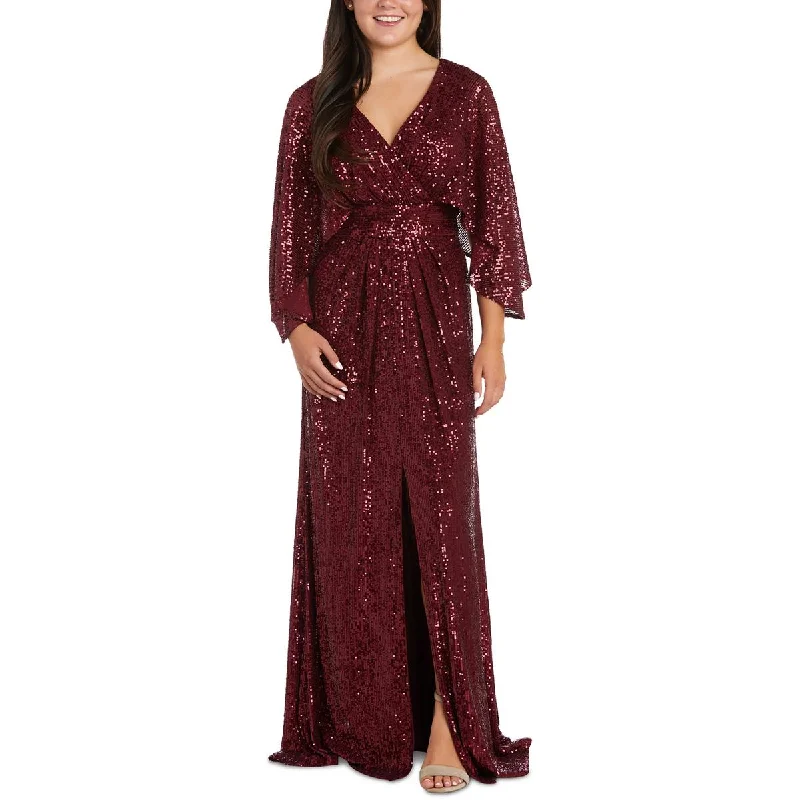 Nightway Womens Faux Wrap Long Evening Dress