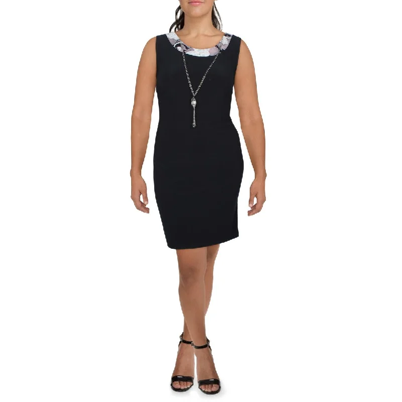 R&M Richards Womens Petites Knit Sleeveless Sheath Dress