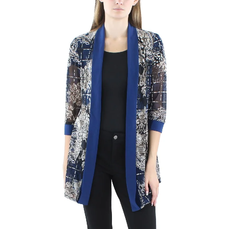 R&M Richards Womens Petites Printed  Duster Blazer