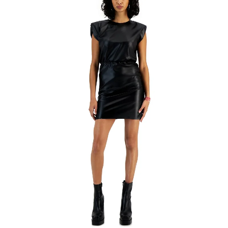 Tinsel Womens Faux Leather Mini Sheath Dress