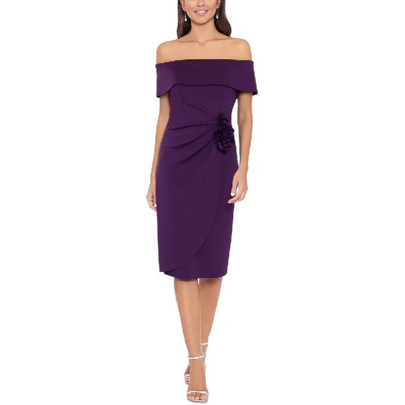 Xscape Womens Ponte Rosette Cocktail And Party Dress