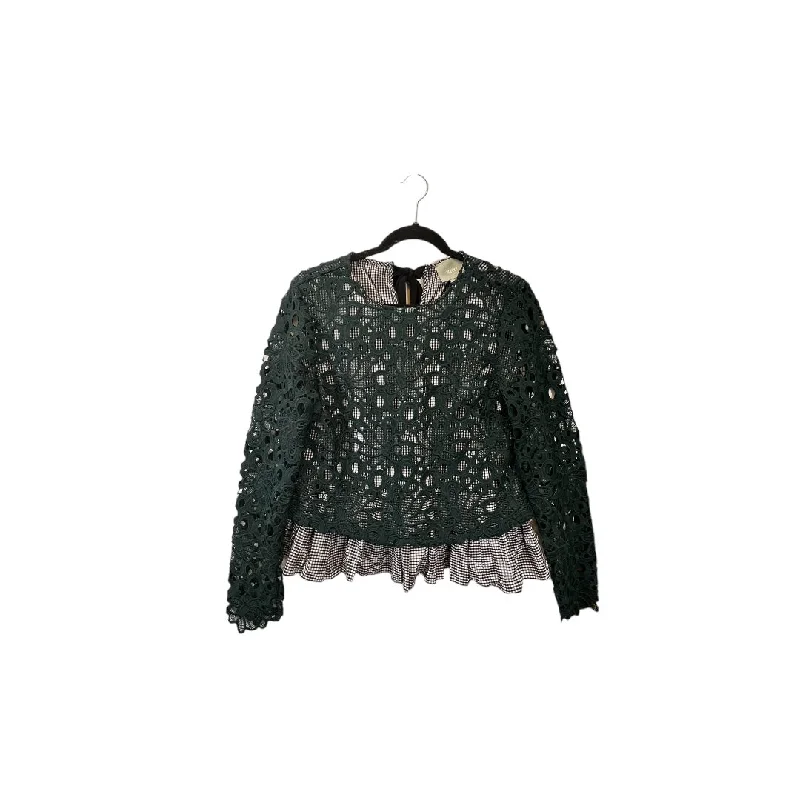 Black & Green Top Long Sleeve Designer Maeve, Size M