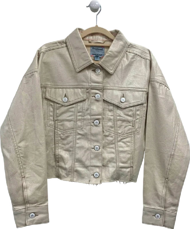 River Island Beige Denim Specialist Jacket UK XS