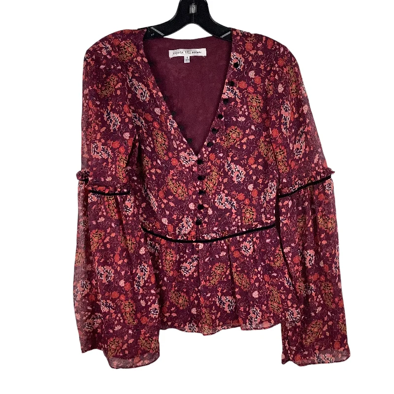 Top Long Sleeve By Cupcakes And Cashmere In Floral Print, Size: 4