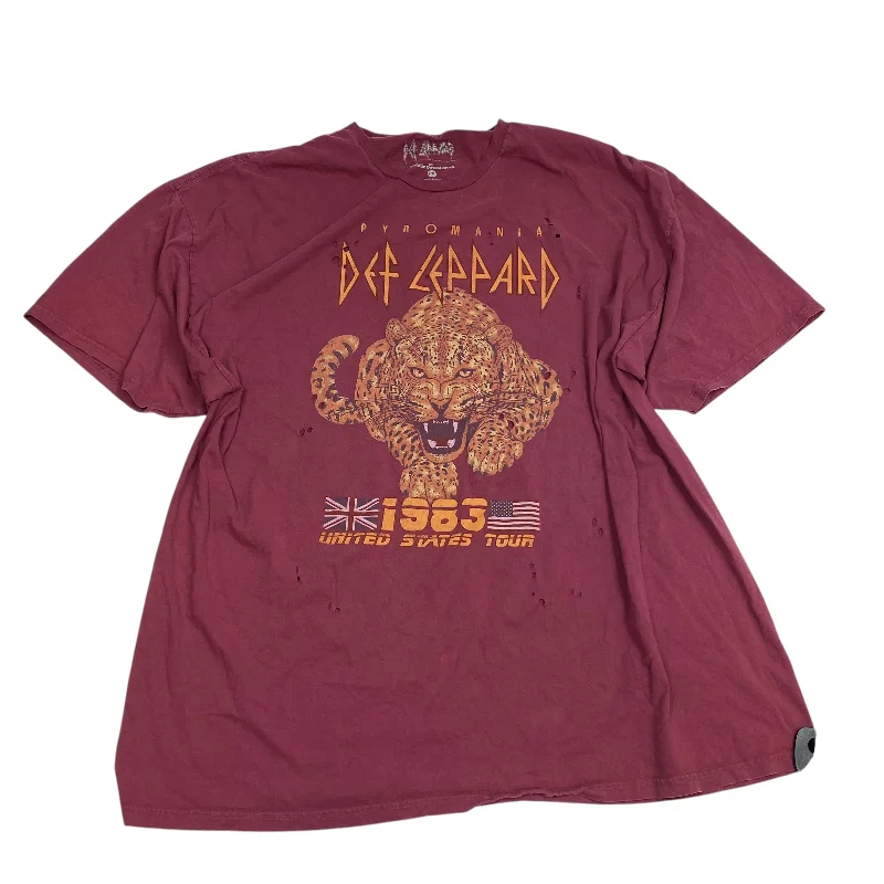 Top Short Sleeve Basic By Def Leppard In Red, Size: L